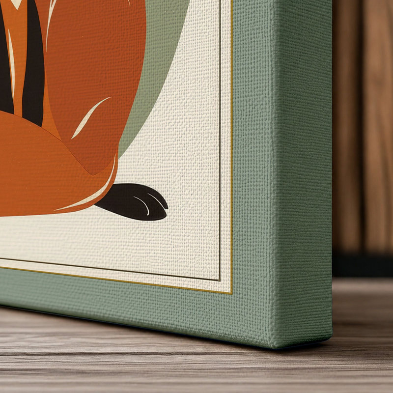 Fox in Profile Mid-Century - Wrapped Canvas, 24x16 - 61.0 x 40.6 cm, Sage Border