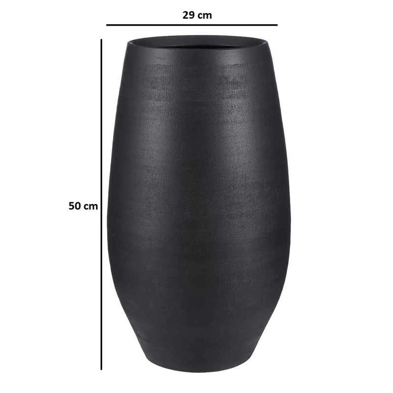 Cecely Handmade Terracotta Table Vase, 50cm H x 29cm W x 29cm D, Black