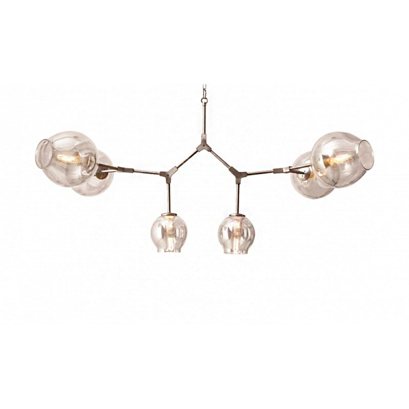 Newcomb 6 - Light Modern Linear Chandelier , Satin Nickel