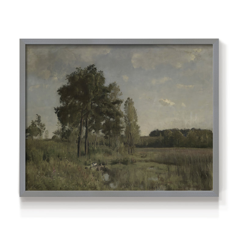Paysages rétro-CDXLV - reproduction encadrée, H 16 po x l 20 po, Gris