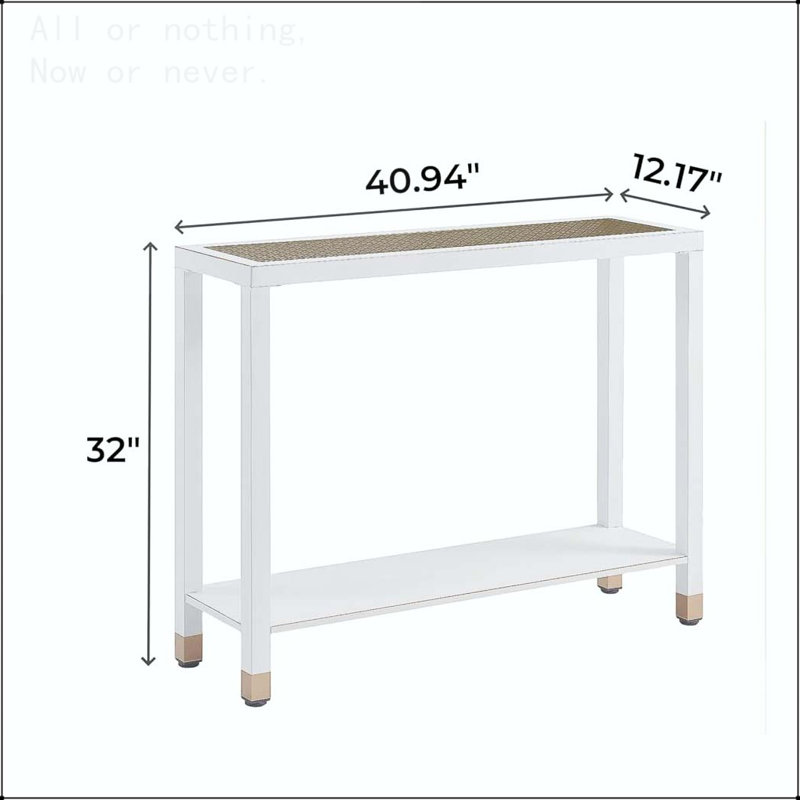 Glass Entryway Table with 2-Tier Metal Structure, White