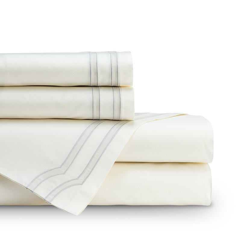 Soho Sheet Set, King, Ivory/Gray