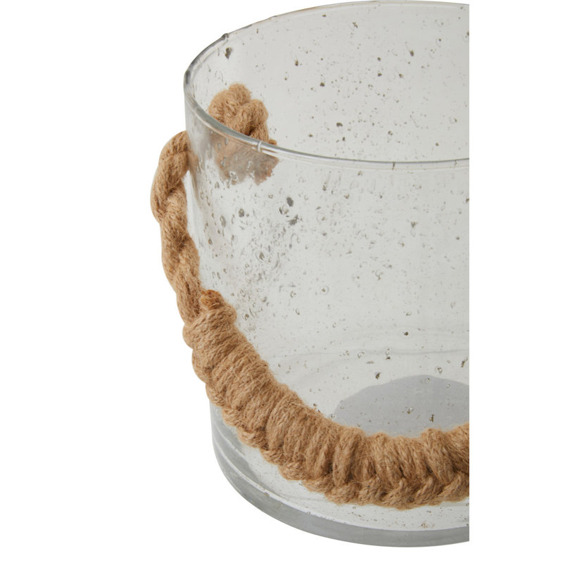Glass Tabletop Lantern, Clear/Natural, 15cm H x 15.50cm W x 15.50cm D