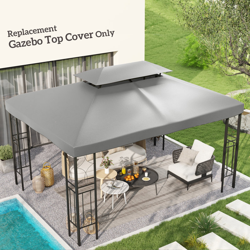 Milanna Dakota 3x4m Gazebo Canopy Replacement 2 Tier Top Roof Light Grey