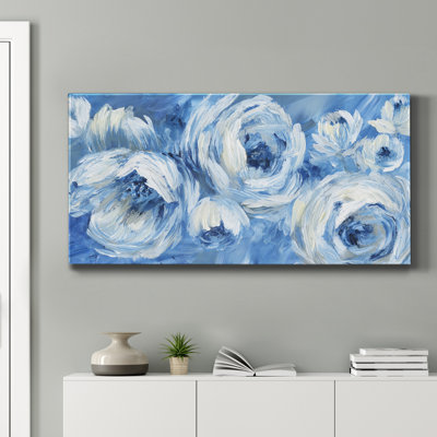 Contemporain bleu et blanc - reproduction sur toile tendue