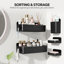 Support de rangement mural en plastique sans perceuse 5 pièces avec porte-savon, dentifrice, brosse à dents, shampooing et accessoires de salle de bain-1878456736