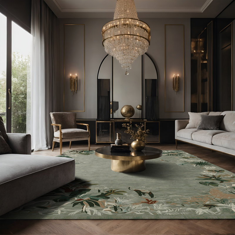 Tapis brun soyeux et moelleux, Rectangle 8 pi x 10 pi
