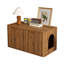 Enclos pour bac à litière de style moderne du milieu du siècle avec entrée latérale réversible et portes doubles rainurées, noyer
