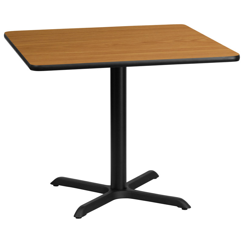 Natural Laminate Square Bar Height Table with Black Metal Base