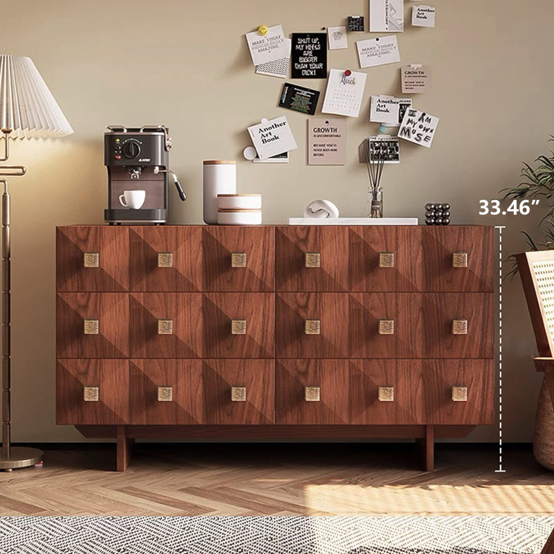59.06"Simple Retro Brown Solid Wood Six-Drawer Chest