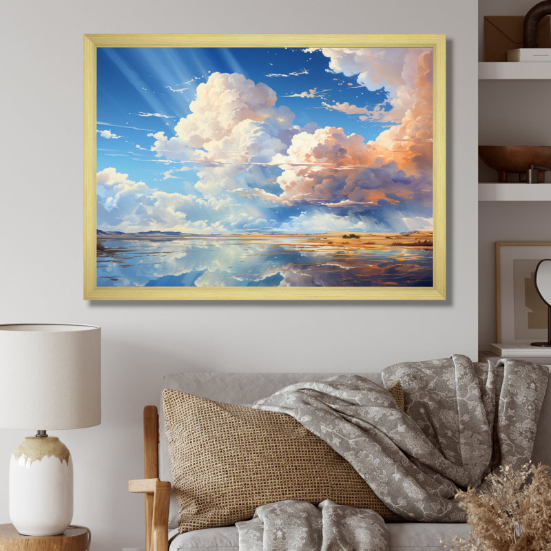 " Clouds Whimsical Wisps II ", Gold Picture Framed, 12" H x 20" W x 1" D