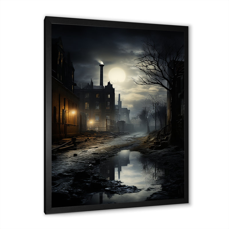 «Moody Night Factory Aesthétique II», reproduction sur toile, Cadre simple noir, H 20 po x l 12 po x P 1 po