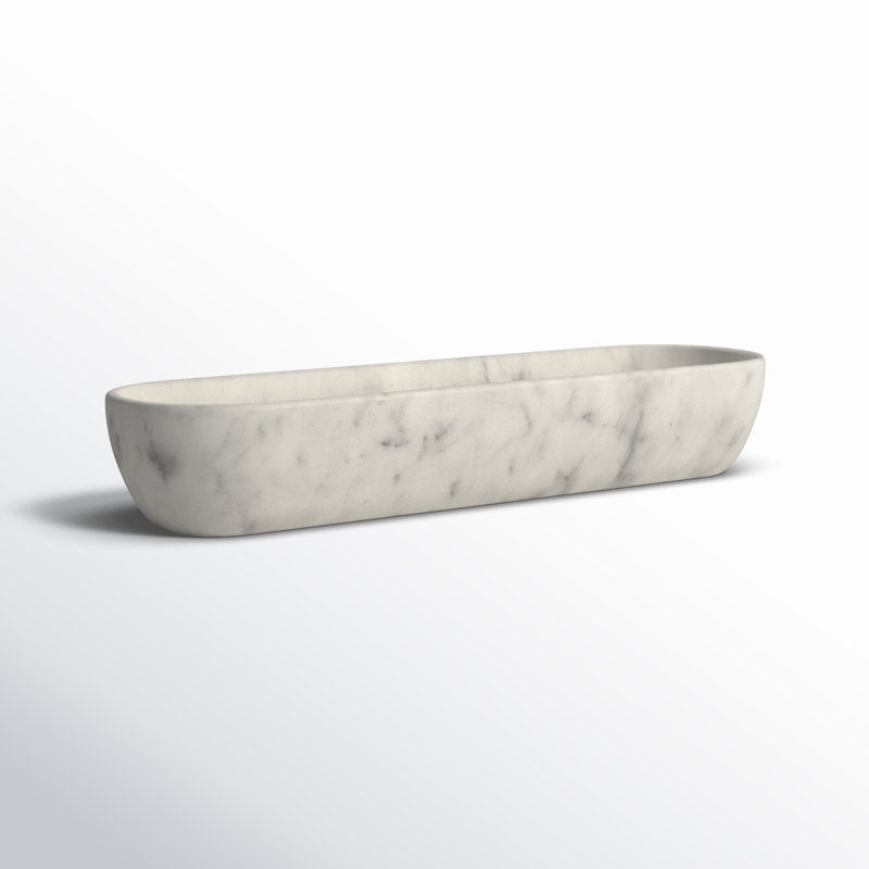 White Marble Organic Shaped Oval Tray