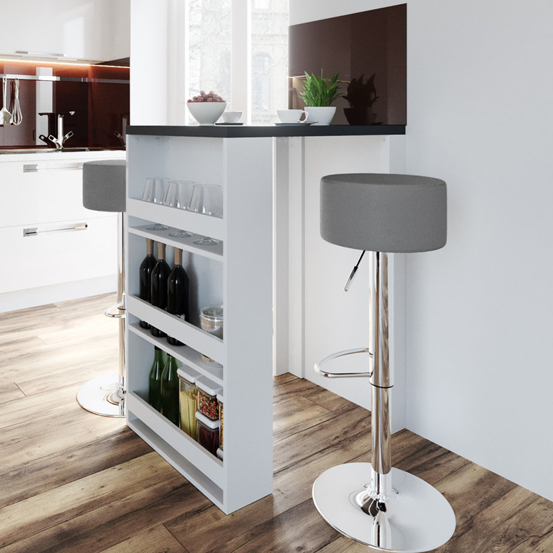 Katja 80cm Bar Set, White/Dark grey