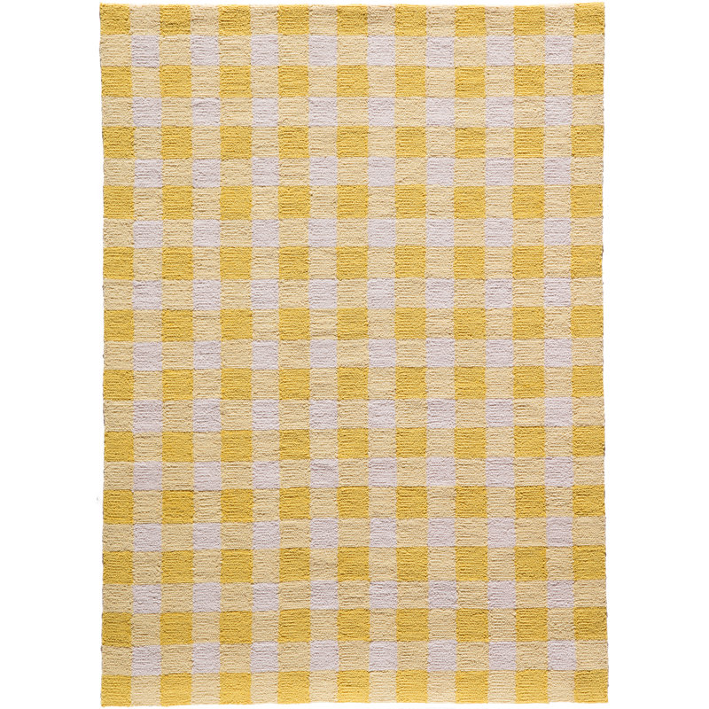 Tapis jaune / blanc crocheté à la main Zager, Rectangle 7 pi 6 po x 9 pi 6 po