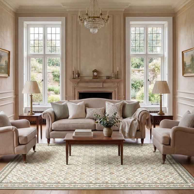 Laura Ashley Barrington Imagine Printed Chenille Rugs, Beige Multi, Rectangle 8' x 10'