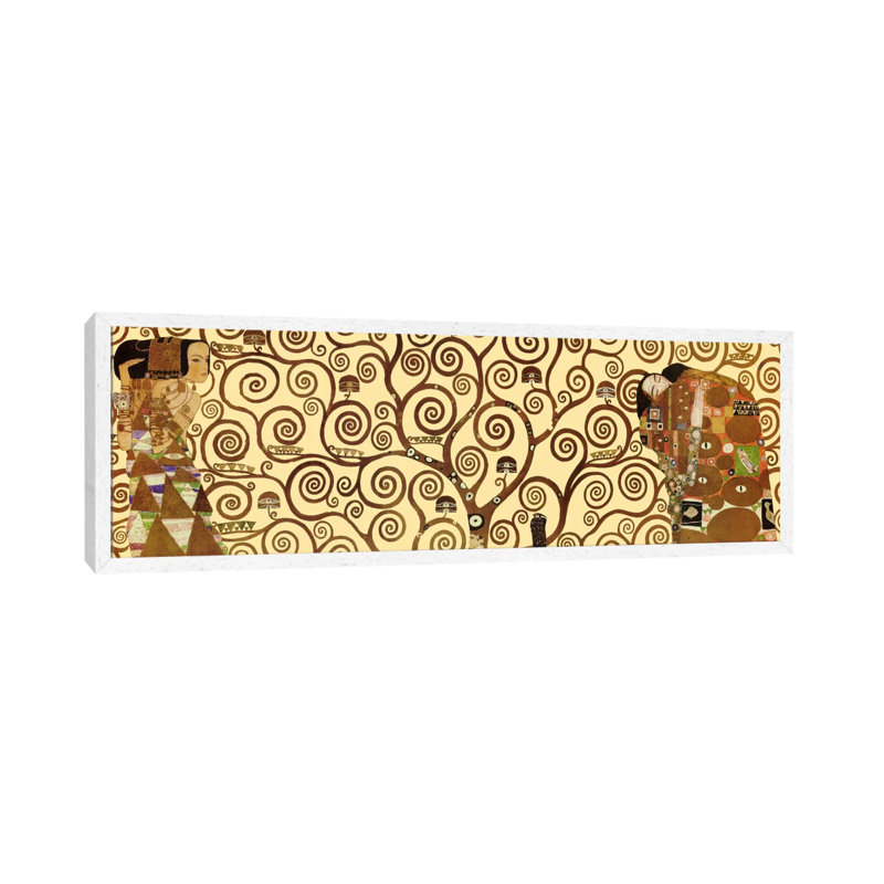 The Tree Of Life by Gustav Klimt - Floater Frame Panoramic Painting on Canvas, 152.4 cm H x 50.8 cm W, White Floater Framed