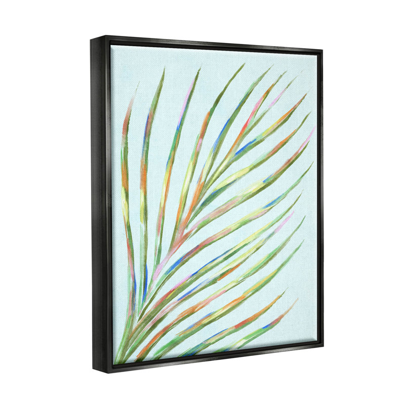 «Vivid Palm Leaf Botanical», encadrée par Floater, H 21 po x l 17 po x P 1,7 po, Cadre flottant noir de jais