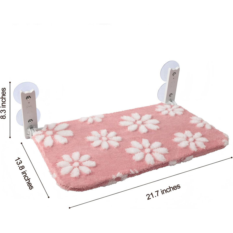 Mignon perchoir pour chat, hamac pour fenêtre pliable, rose | Lit de fenêtre sans cordon pour chats d'intérieur, housse de fleurs texturée 3D, ventouses robustes