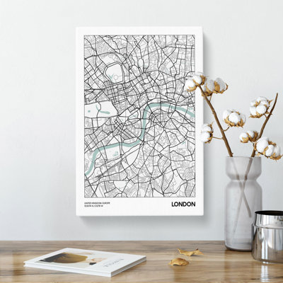 Map London UK - Wrapped Canvas