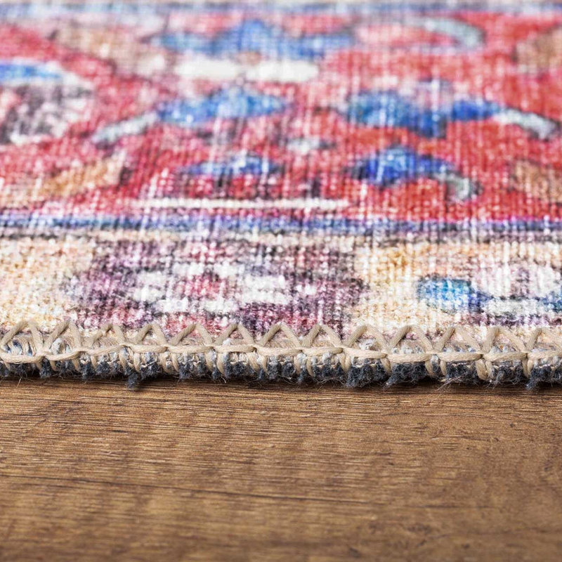 Tapis luxueux lavable à la machine, 4,9 x 7,5 pieds, 100% polyester, 1850 g / m², hauteur des poils: 0,2 pouce | Envers écologique en polyester recyclé | Parfait pour le salon et la chambre à coucher, conception douce et durable