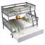 Twin Over Full Rubber Wood Bunk Bed With Trundle, Convertible Ladder And Guardrail-828621471