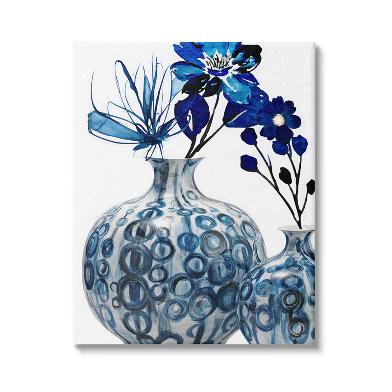 Arrangement giclée moderne de fleurs bleues par Jesse Keith, Giclée encadrée noir minuit, H 20 po x l 16 po x P 1,5 po