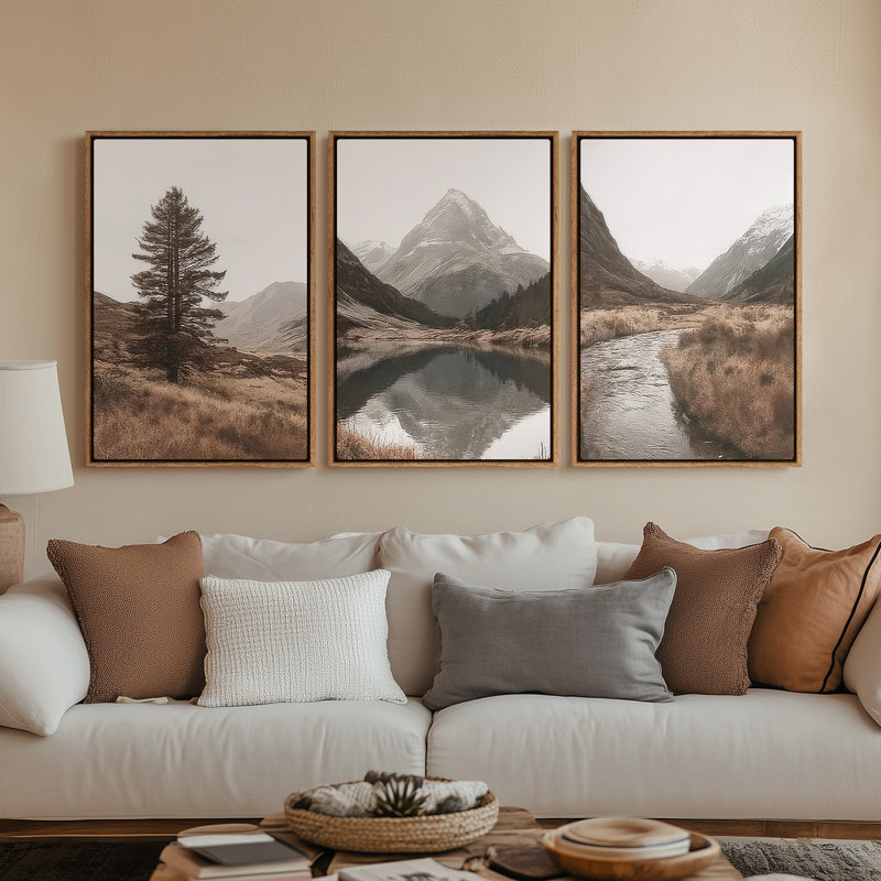 Framed Canvas wall Art, Vintage Abstract Wall pirnts for Bedroom, Natural, 24" H x 16" W