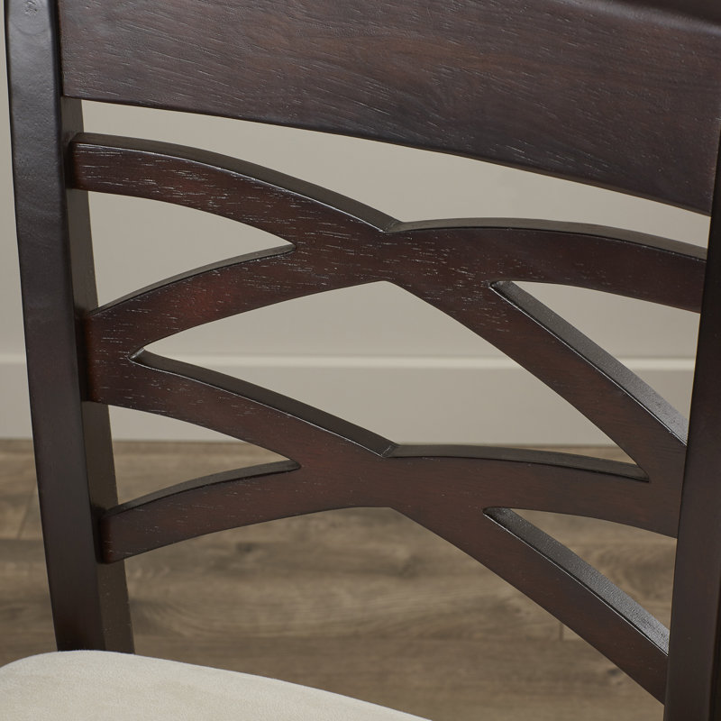 Jeanine Upholstered Microfiber / Microsuede Counter Stool with Solid Wood Frame, Brown, Beige