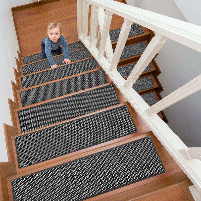Tapis d'escalier intérieur antidérapant Robinswood, Noir, noir, noir, noir