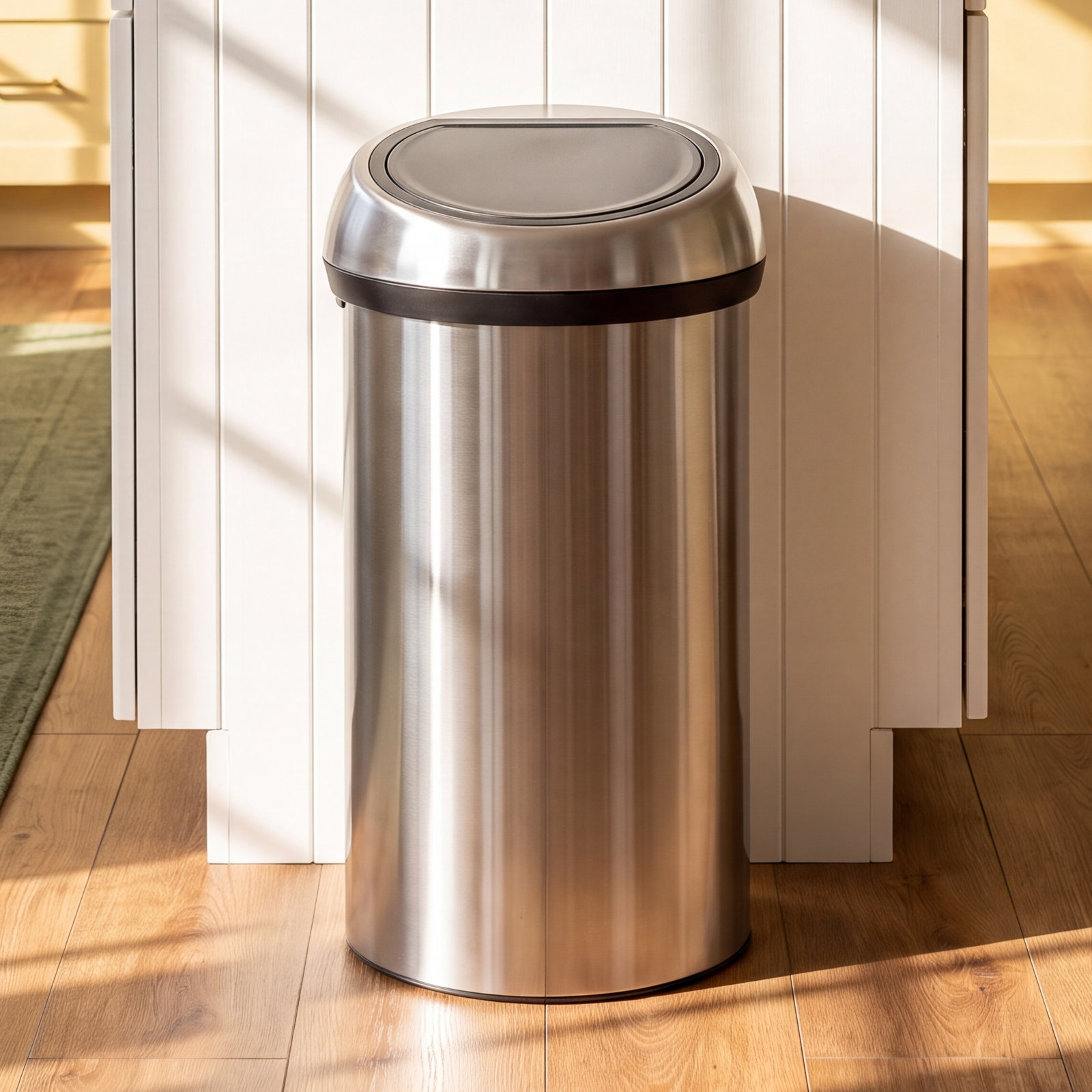 Brabantia 16gal Touch Top Trash Can, Matte Steel Fingerprint Proof
