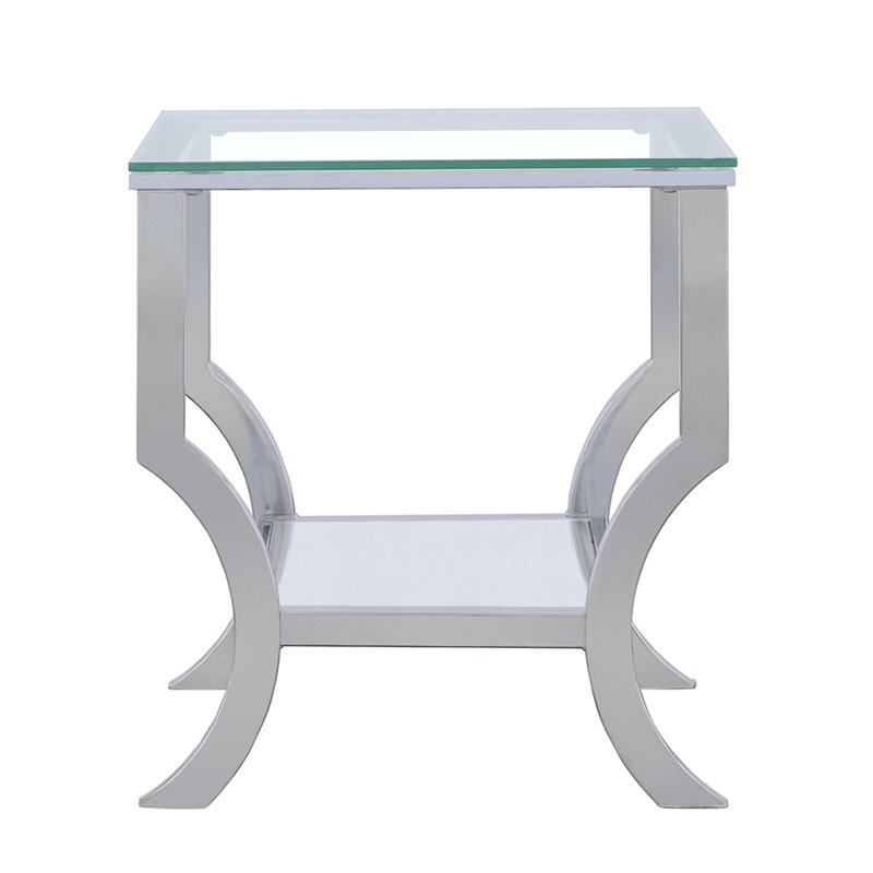 Porch & Den Chrome Glass Square Top End Table
