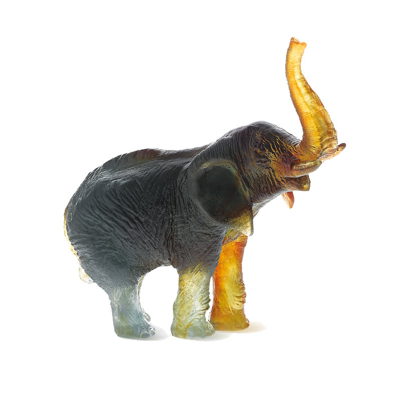 Elephant by Jean-François Leroy Figurine, 8.8" H x 3.9" W x 9" D, Amber/Green