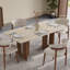 Table de salle à manger de 63 po en pierre frittée pour 6 personnes, table de salle à manger rectangulaire avec pieds en bois