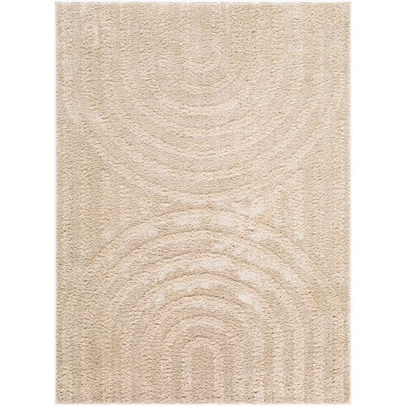 Tapis tissé à la machine Farshid, Rectangle 7 pi 10 po x 10 pi,  Ivoire / beige