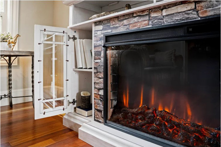 big fireplace with fireplace insert