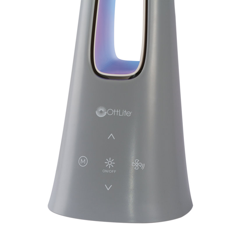 OttLite Cool Breeze LED Fan Lamp with 3 Speed Bladeless Fan and 5 Brightness Settings, Gray