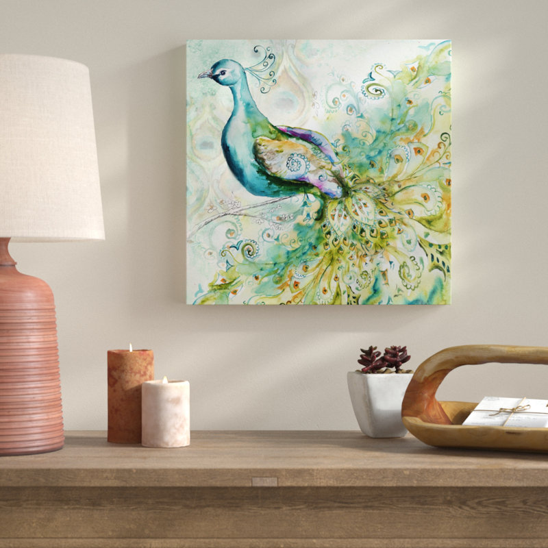 « bohémien peacock i », reproduction sur toile tendue, H 12 po x l 12 po