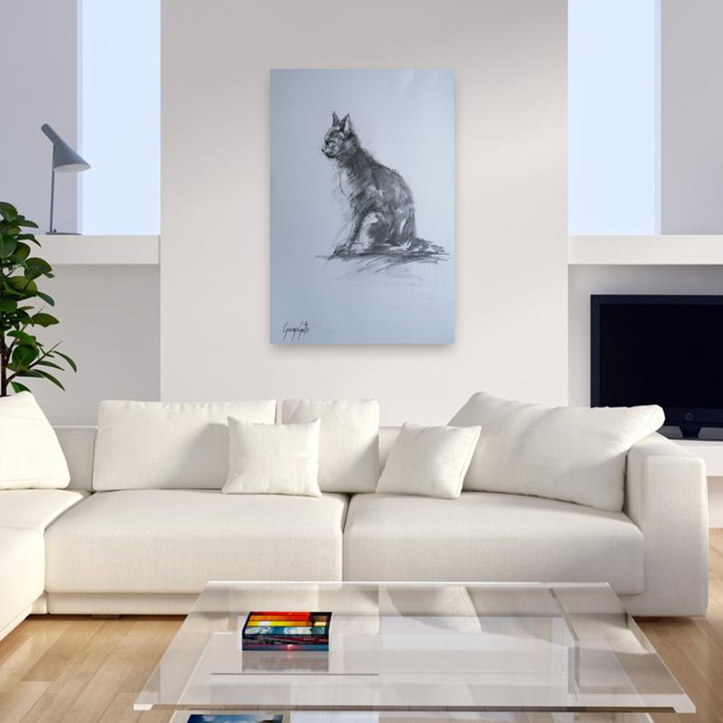 Chat contemporain gris anthracite, 48" H x 32" W