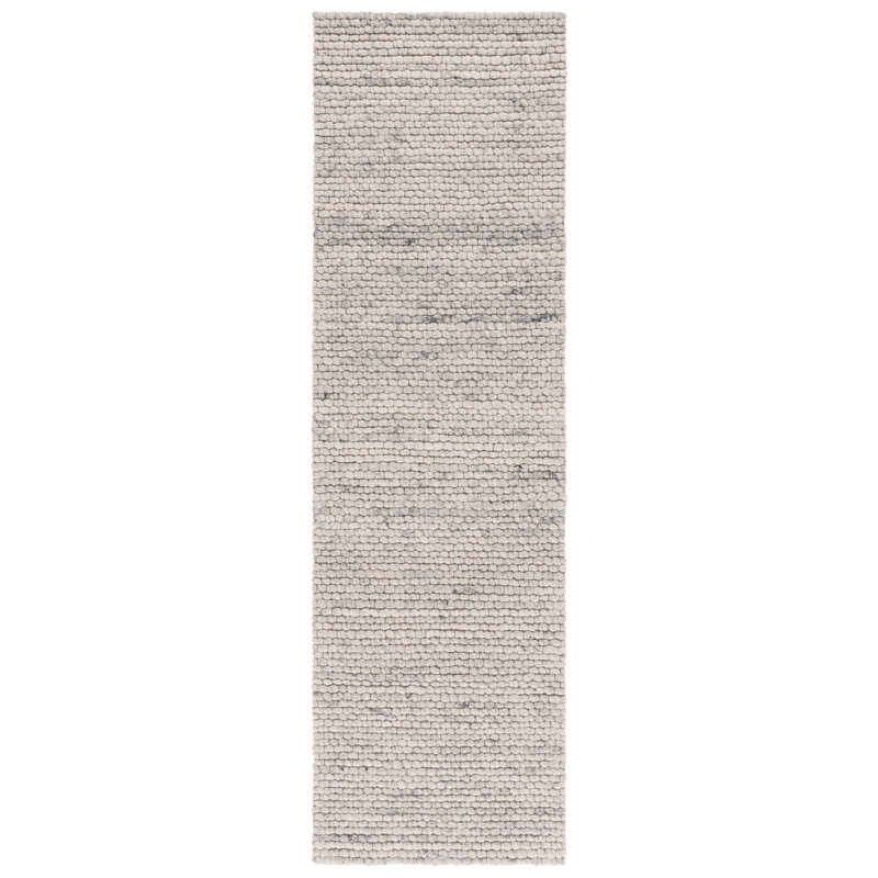 Marbella Hand Woven Wool/Cotton Solid Color Rug in Gray, Runner 2'3" x 8"