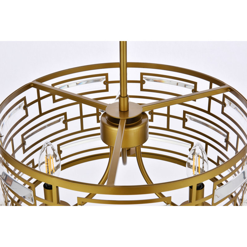 Sybil 3 - Light Dimmable Drum Chandelier, Brass