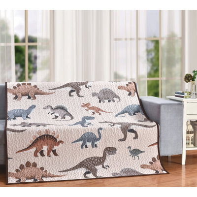 Jurassic Journey Children’s Dinosaur Themed T-Rex 60” x 50” Decorative Quilt Throw Blanket