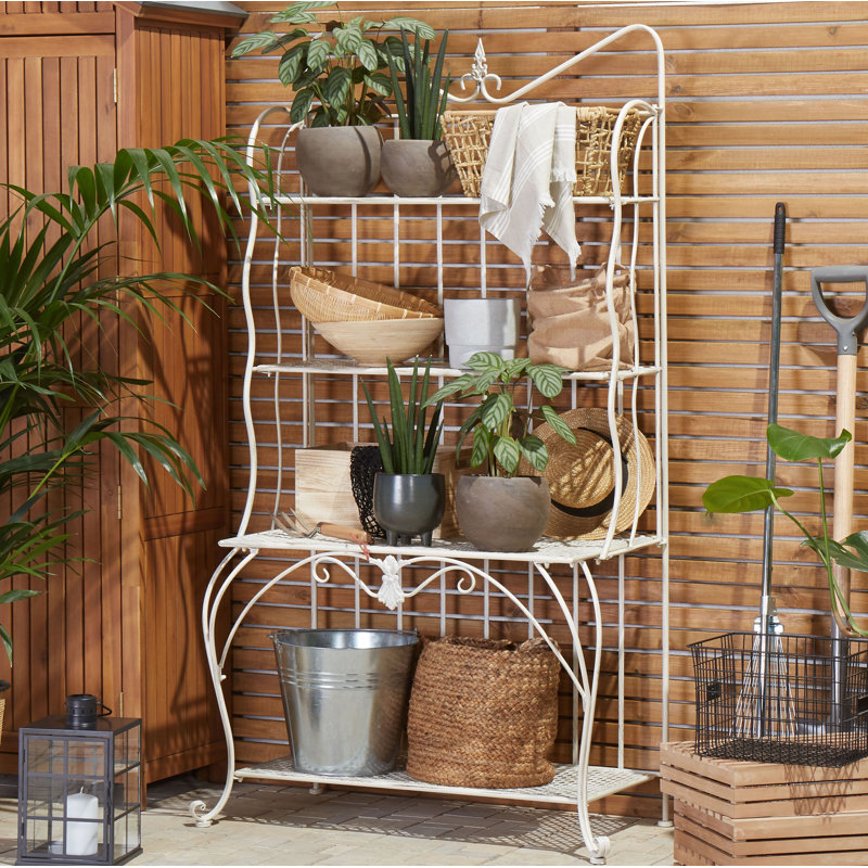 Tawanna Metal Plant Stand, Light Beige
