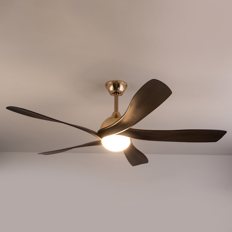 52Inch 5 Blades 3 Color Ceiling Fan Light With Remote Control White, Gold, Brown