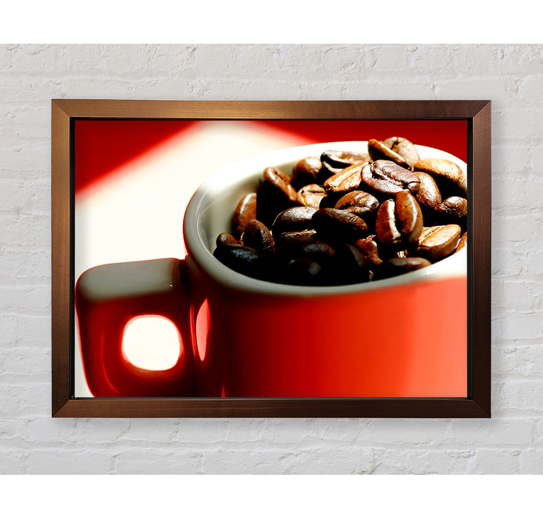 Gerahmtes Leinwandbild Red Coffee Bean Mug