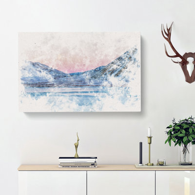 Moon over Iceland Watercolour - Wrapped Canvas
