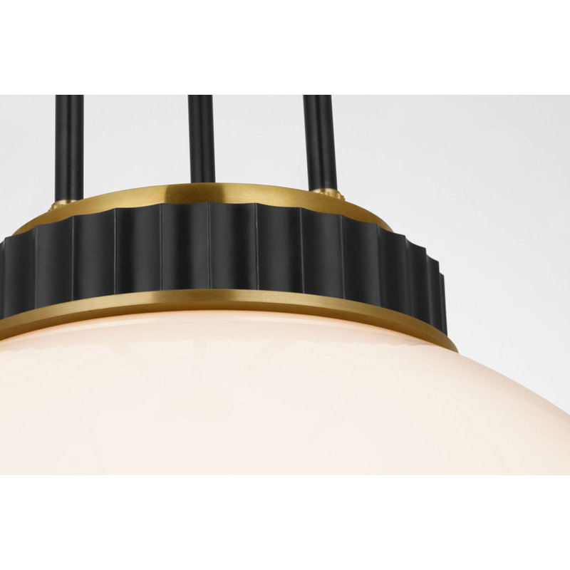 Cavill 16" Pendant with White Glass, Bronze/Natural Brass