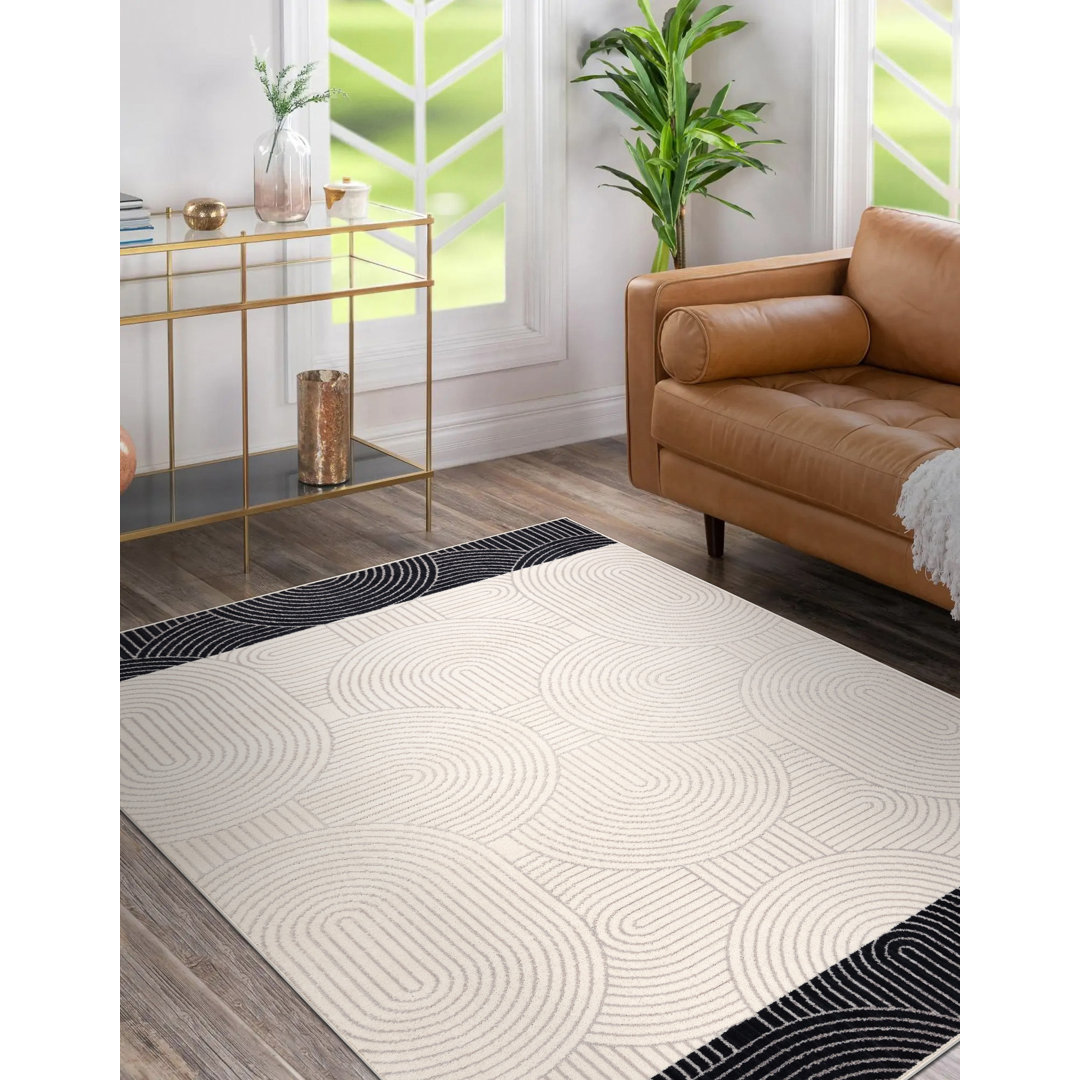 Wollteppich Klassisch Geometrisch Beige / Schwarz