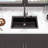 Quartz Kitchen Sink - 33X22" Black Granite Composite Drop In Kitchen Sink-117060702
