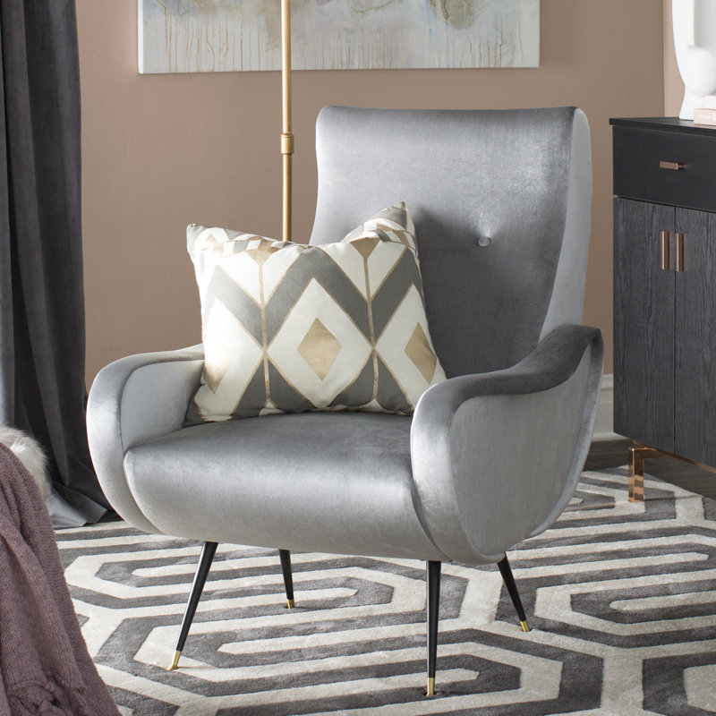 Alve Velvet Armchair, Light Gray